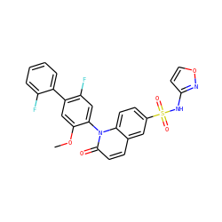 COc1cc(-c2ccccc2F)c(F)cc1-n1c(=O)ccc2cc(S(=O)(=O)Nc3ccon3)ccc21 ZINC001772624714