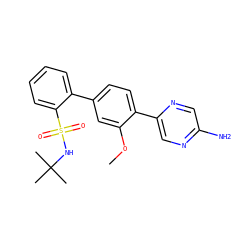 COc1cc(-c2ccccc2S(=O)(=O)NC(C)(C)C)ccc1-c1cnc(N)cn1 ZINC000224776969