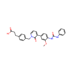 COc1cc(-c2cccn(Cc3ccc(CCC(=O)O)cc3)c2=O)ccc1NC(=O)Nc1ccccc1 ZINC000014963261