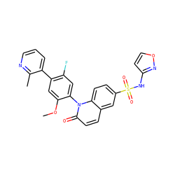 COc1cc(-c2cccnc2C)c(F)cc1-n1c(=O)ccc2cc(S(=O)(=O)Nc3ccon3)ccc21 ZINC001772610259
