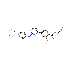 COc1cc(-c2ccnc(Nc3ccc(N4CCOCC4)cc3)n2)ccc1C(=O)NCC#N ZINC000049014177