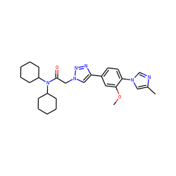 COc1cc(-c2cn(CC(=O)N(C3CCCCC3)C3CCCCC3)nn2)ccc1-n1cnc(C)c1 ZINC000084635911