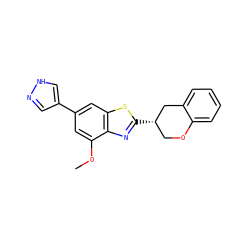 COc1cc(-c2cn[nH]c2)cc2sc([C@H]3COc4ccccc4C3)nc12 ZINC000049033385