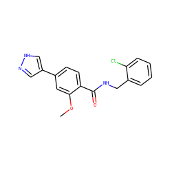 COc1cc(-c2cn[nH]c2)ccc1C(=O)NCc1ccccc1Cl ZINC000209318023