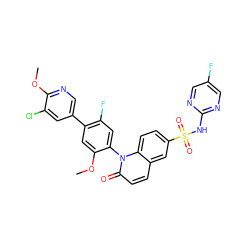 COc1cc(-c2cnc(OC)c(Cl)c2)c(F)cc1-n1c(=O)ccc2cc(S(=O)(=O)Nc3ncc(F)cn3)ccc21 ZINC001772605109