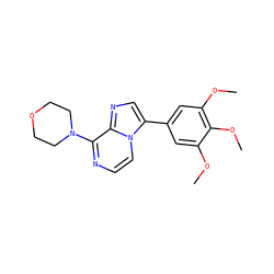 COc1cc(-c2cnc3c(N4CCOCC4)nccn23)cc(OC)c1OC ZINC000147798664