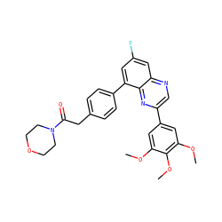 COc1cc(-c2cnc3cc(F)cc(-c4ccc(CC(=O)N5CCOCC5)cc4)c3n2)cc(OC)c1OC ZINC000049112678