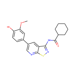COc1cc(-c2cnc3snc(NC(=O)C4CCCCC4)c3c2)ccc1O ZINC000299822051