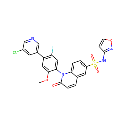 COc1cc(-c2cncc(Cl)c2)c(F)cc1-n1c(=O)ccc2cc(S(=O)(=O)Nc3ccon3)ccc21 ZINC001772615324