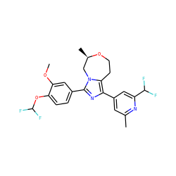 COc1cc(-c2nc(-c3cc(C)nc(C(F)F)c3)c3n2C[C@@H](C)OCC3)ccc1OC(F)F ZINC001772582122