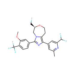 COc1cc(-c2nc(-c3cc(C)nc(C(F)F)c3)c3n2C[C@@H](CF)OCC3)ccc1C(F)(F)F ZINC000221754877