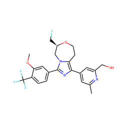 COc1cc(-c2nc(-c3cc(C)nc(CO)c3)c3n2C[C@@H](CF)OCC3)ccc1C(F)(F)F ZINC000221746487