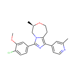 COc1cc(-c2nc(-c3ccnc(C)c3)c3n2C[C@@H](C)OCC3)ccc1Cl ZINC001772598908