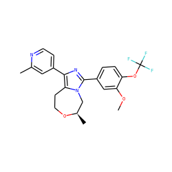 COc1cc(-c2nc(-c3ccnc(C)c3)c3n2C[C@@H](C)OCC3)ccc1OC(F)(F)F ZINC000220996275
