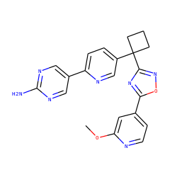 COc1cc(-c2nc(C3(c4ccc(-c5cnc(N)nc5)nc4)CCC3)no2)ccn1 ZINC000096175498