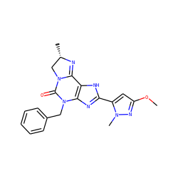 COc1cc(-c2nc3c([nH]2)C2=N[C@@H](C)CN2C(=O)N3Cc2ccccc2)n(C)n1 ZINC000072109196