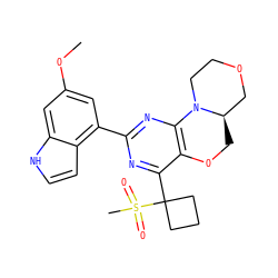 COc1cc(-c2nc3c(c(C4(S(C)(=O)=O)CCC4)n2)OC[C@@H]2COCCN32)c2cc[nH]c2c1 ZINC000218322010