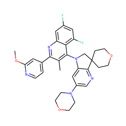 COc1cc(-c2nc3cc(F)cc(F)c3c(N3CC4(CCOCC4)c4ncc(N5CCOCC5)cc43)c2C)ccn1 ZINC000118096671