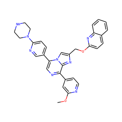 COc1cc(-c2ncc(-c3ccc(N4CCNCC4)nc3)n3cc(COc4ccc5ccccc5n4)nc23)ccn1 ZINC001772593751