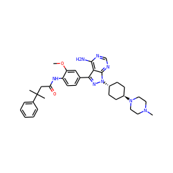COc1cc(-c2nn([C@H]3CC[C@H](N4CCN(C)CC4)CC3)c3ncnc(N)c23)ccc1NC(=O)CC(C)(C)c1ccccc1 ZINC000253695750