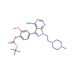 COc1cc(-c2nn(CCN3CCN(C)CC3)c3ncnc(N)c23)ccc1NC(=O)OC(C)(C)C ZINC000653884645