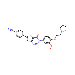 COc1cc(-n2cnc3cc(-c4ccc(C#N)cc4)sc3c2=O)ccc1OCCN1CCCC1 ZINC000040567734