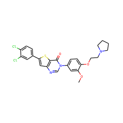 COc1cc(-n2cnc3cc(-c4ccc(Cl)c(Cl)c4)sc3c2=O)ccc1OCCN1CCCC1 ZINC000040828210