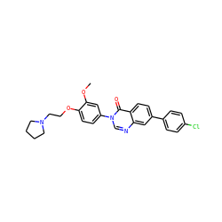 COc1cc(-n2cnc3cc(-c4ccc(Cl)cc4)ccc3c2=O)ccc1OCCN1CCCC1 ZINC000040764325
