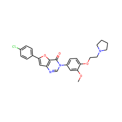 COc1cc(-n2cnc3cc(-c4ccc(Cl)cc4)oc3c2=O)ccc1OCCN1CCCC1 ZINC000040567731
