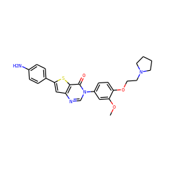 COc1cc(-n2cnc3cc(-c4ccc(N)cc4)sc3c2=O)ccc1OCCN1CCCC1 ZINC000040575363