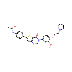 COc1cc(-n2cnc3cc(-c4ccc(NC(C)=O)cc4)sc3c2=O)ccc1OCCN1CCCC1 ZINC000040762809