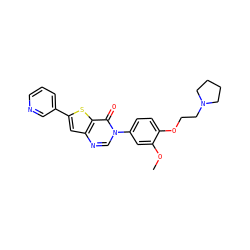 COc1cc(-n2cnc3cc(-c4cccnc4)sc3c2=O)ccc1OCCN1CCCC1 ZINC000040567142