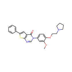 COc1cc(-n2cnc3sc(-c4ccccc4)cc3c2=O)ccc1OCCN1CCCC1 ZINC000040567754