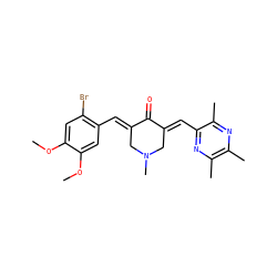 COc1cc(Br)c(/C=C2\CN(C)C/C(=C\c3nc(C)c(C)nc3C)C2=O)cc1OC ZINC001772656379