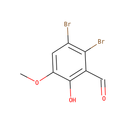 COc1cc(Br)c(Br)c(C=O)c1O ZINC000002168927