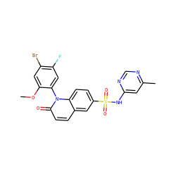 COc1cc(Br)c(F)cc1-n1c(=O)ccc2cc(S(=O)(=O)Nc3cc(C)ncn3)ccc21 ZINC000221993771