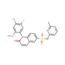 COc1cc(Br)c(F)cc1-n1c(=O)ccc2cc(S(=O)(=O)Nc3ccnc(C)n3)ccc21 ZINC001772570278