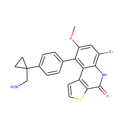 COc1cc(Br)c2[nH]c(=O)c3sccc3c2c1-c1ccc(C2(CN)CC2)cc1 ZINC000165200911
