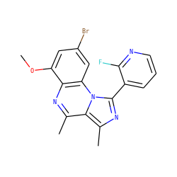 COc1cc(Br)cc2c1nc(C)c1c(C)nc(-c3cccnc3F)n12 ZINC000653782512