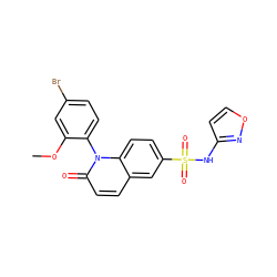 COc1cc(Br)ccc1-n1c(=O)ccc2cc(S(=O)(=O)Nc3ccon3)ccc21 ZINC001772639853