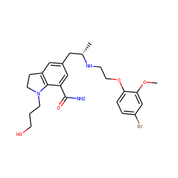 COc1cc(Br)ccc1OCCN[C@@H](C)Cc1cc2c(c(C(N)=O)c1)N(CCCO)CC2 ZINC000653835837