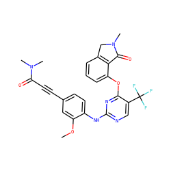 COc1cc(C#CC(=O)N(C)C)ccc1Nc1ncc(C(F)(F)F)c(Oc2cccc3c2C(=O)N(C)C3)n1 ZINC000146084646
