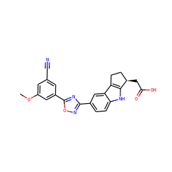 COc1cc(C#N)cc(-c2nc(-c3ccc4[nH]c5c(c4c3)CC[C@H]5CC(=O)O)no2)c1 ZINC000084655169