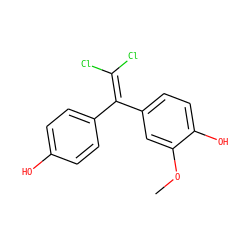 COc1cc(C(=C(Cl)Cl)c2ccc(O)cc2)ccc1O ZINC000028526462