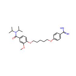 COc1cc(C(=O)N(C(C)C)C(C)C)ccc1OCCCCCOc1ccc(C(=N)N)cc1 ZINC000003786875