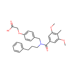 COc1cc(C(=O)N(CCCc2ccccc2)Cc2ccc(OCC(=O)O)cc2)cc(OC)c1C ZINC000114432427