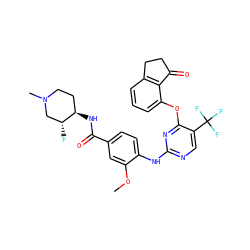 COc1cc(C(=O)N[C@@H]2CCN(C)C[C@H]2F)ccc1Nc1ncc(C(F)(F)F)c(Oc2cccc3c2C(=O)CC3)n1 ZINC000145956287