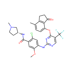 COc1cc(C(=O)N[C@@H]2CCN(C)C2)c(Cl)cc1Nc1ncc(C(F)(F)F)c(Oc2ccc(C)c3c2C(=O)CC3)n1 ZINC000145961496