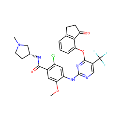 COc1cc(C(=O)N[C@@H]2CCN(C)C2)c(Cl)cc1Nc1ncc(C(F)(F)F)c(Oc2cccc3c2C(=O)CC3)n1 ZINC000145961047