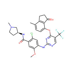 COc1cc(C(=O)N[C@H]2CCN(C)C2)c(Cl)cc1Nc1ncc(C(F)(F)F)c(Oc2ccc(C)c3c2C(=O)CC3)n1 ZINC000145962322